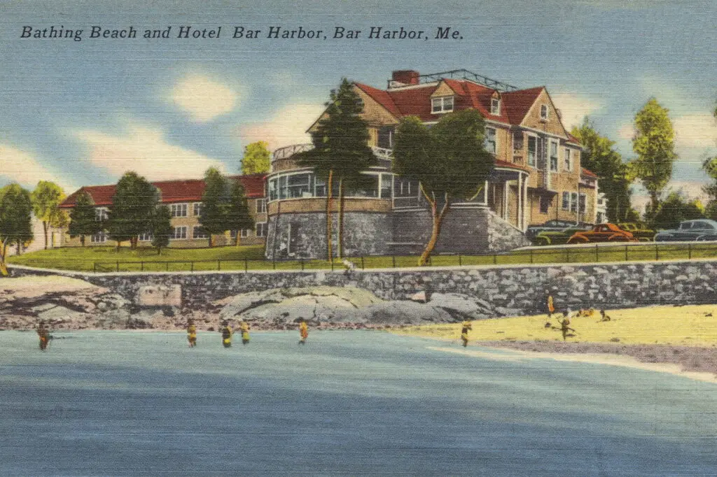 historic image of the Hotel Bar Harbor. Courtesy of Boston Public Library, Print Department