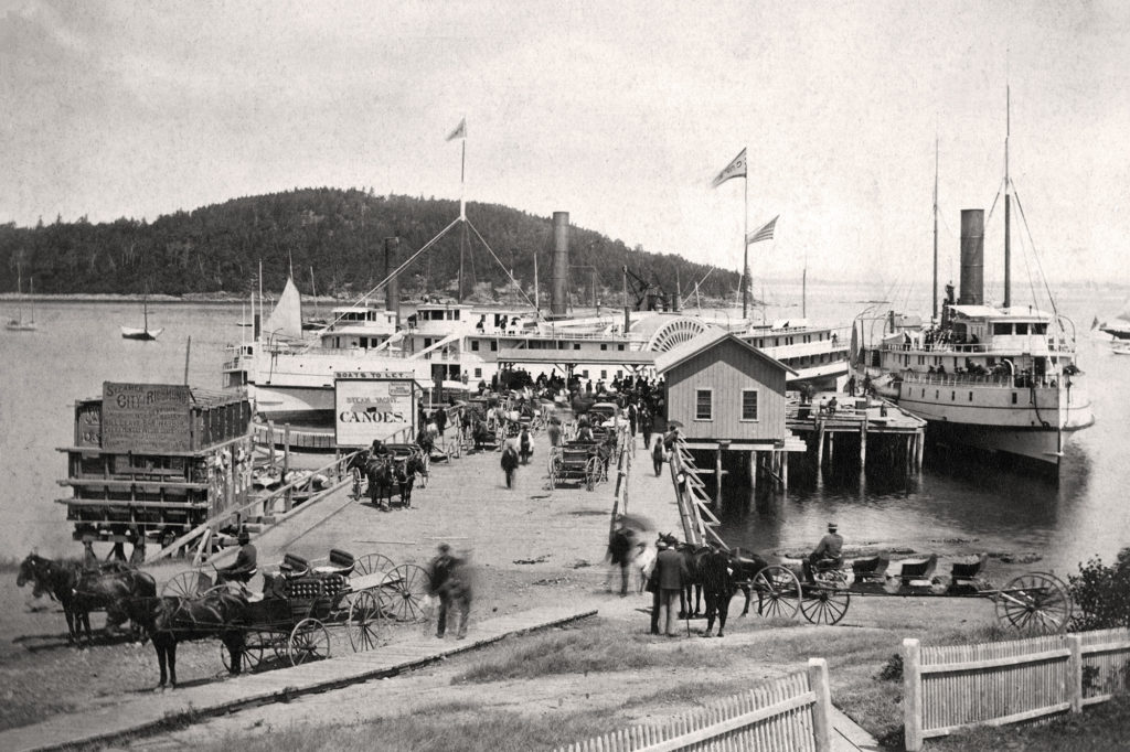 Historic image of Bar Harbor Steamboat Landing. Courtesy of the Maine Historic Preservation Commission.