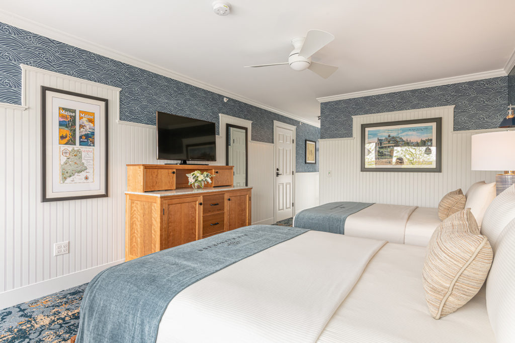 Photograph of guest room in the Newport Building at the Bar Harbor Inn