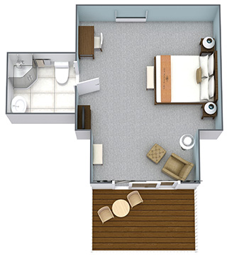 Floor plan of Luxury suite with 2 queens second floor at the Bar Harbor Inn