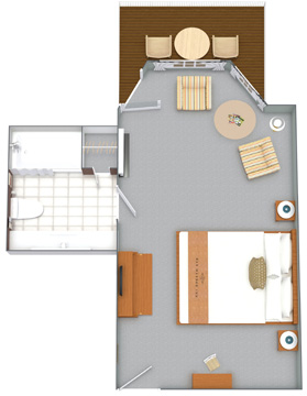 Floor plan of Bay View King room at Bar Harbor Inn