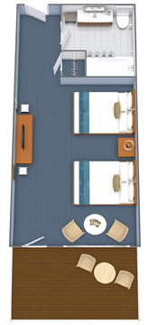 Floor plan of Newport room with 2 queens at the Bar Harbor Inn